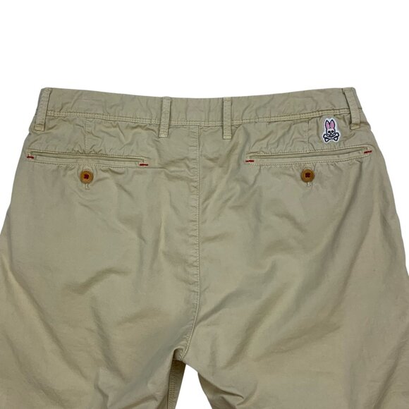 Psycho Bunny Mens Flat Front Shorts 32 Light Khaki Classic Fit Zip Fly Resort - Picture 7 of 12